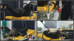 Bizarre rubber masturbation with piss-rebreather
