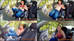 Blonde Flashing Tits In The Car And Smoking