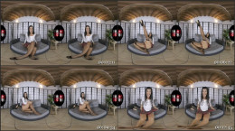 A sexy dark haired chick Bianca Blance posing her painted nails and her amazing feet in VR