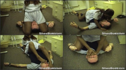 Black hands and feet over him