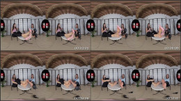 Irresistibly sexy Lilian and Katia Casadei flaunt their feet in a cafe