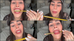 Giantess Bites and Licks Pencil