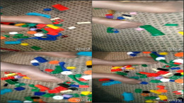 Sexy nylon feet walking on legos
