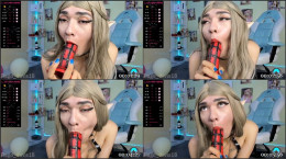 BJ submissive blonde fucking her mouth with spider dildo 720p