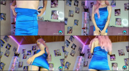 Changing and modeling a satin dress 720p