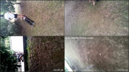 Chinese Mistress Feeds Foot Slave Piss Outdoor